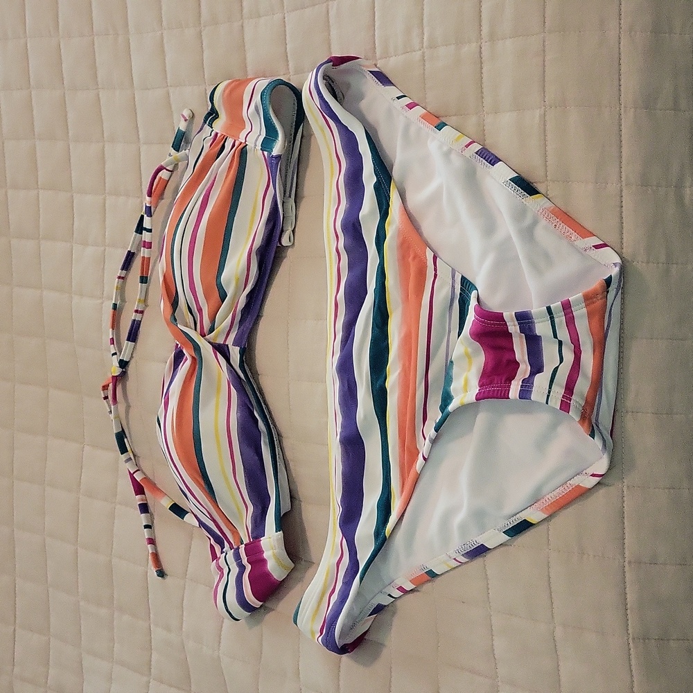 Kona Sol multi color striped bikini